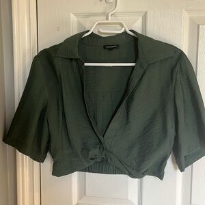 Army Green cropped blouse